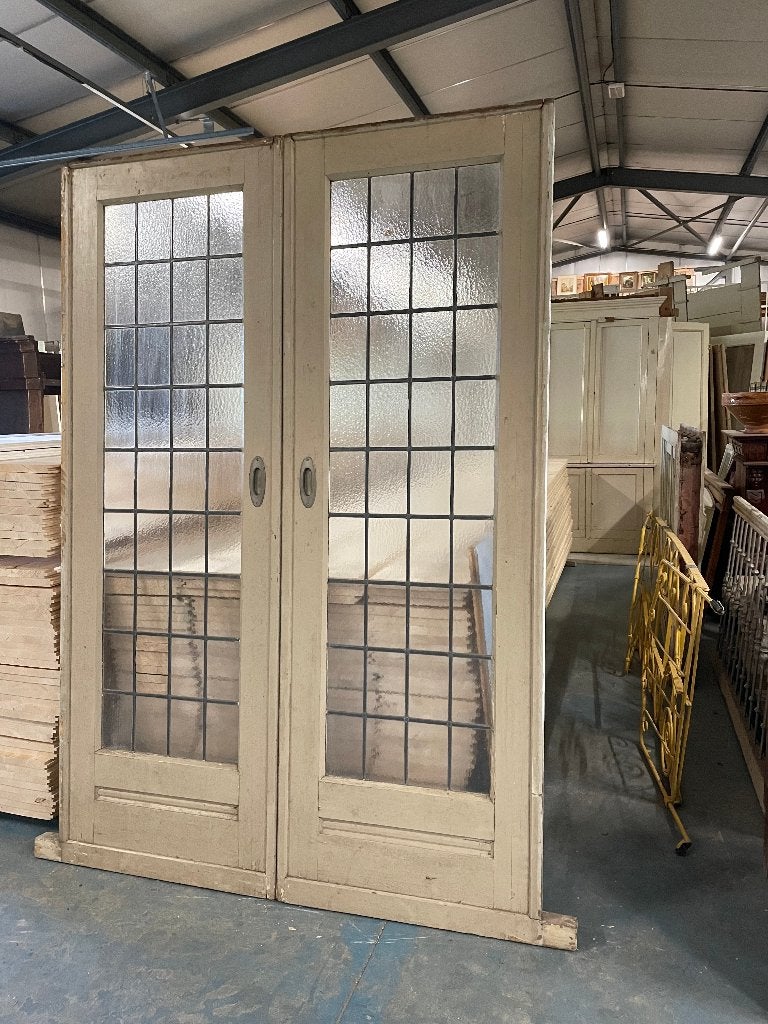 Set schuif / en-suite deuren met glas in lood 212x146cm., Ophalen