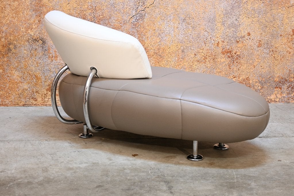 ZGAN beigekleurige leren Leolux Kikko design chaise longue, Leolux, Ophalen of Verzenden, Zo goed als nieuw, Minder dan 150 cm