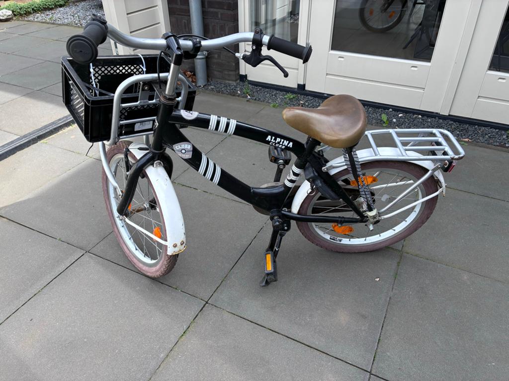 Alpina Club kinderfiets 18 inch met mandje, Fietsen en Brommers, Ophalen, Gebruikt, Terugtraprem, 16 tot 20 inch
