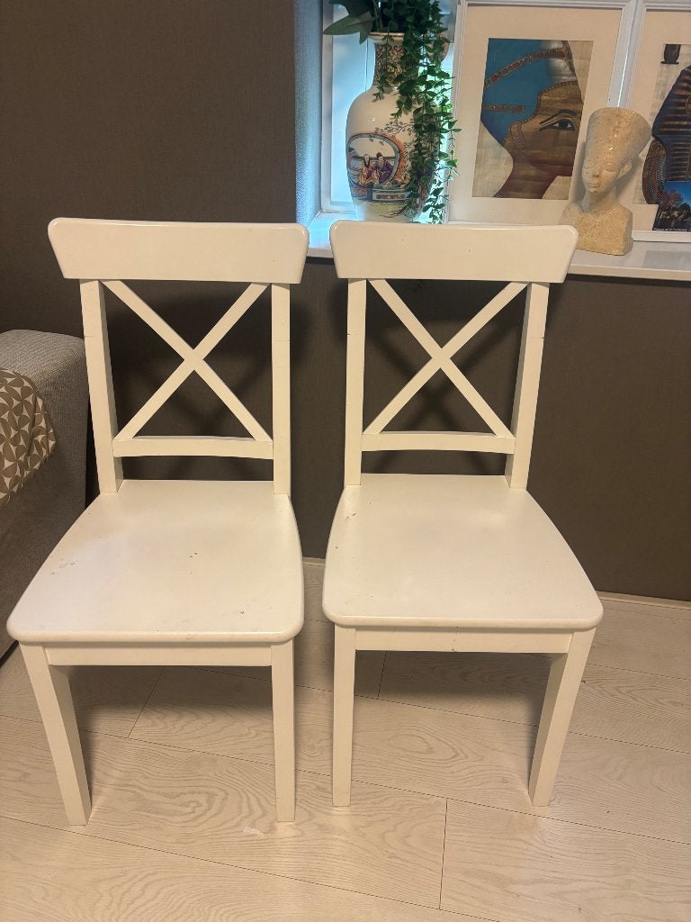 Witte Ikea stoelen, Huis en Inrichting, Ophalen, Gebruikt, 100 tot 150 cm, Overige vormen