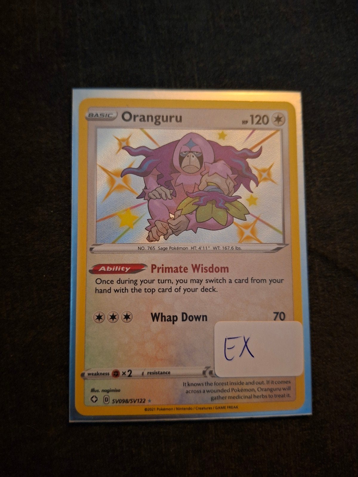 Oranguru SV098/SV122 Shiny - Shining fates, Hobby en Vrije tijd, Verzamelkaartspellen | Pokémon, Ophalen of Verzenden, Zo goed als nieuw