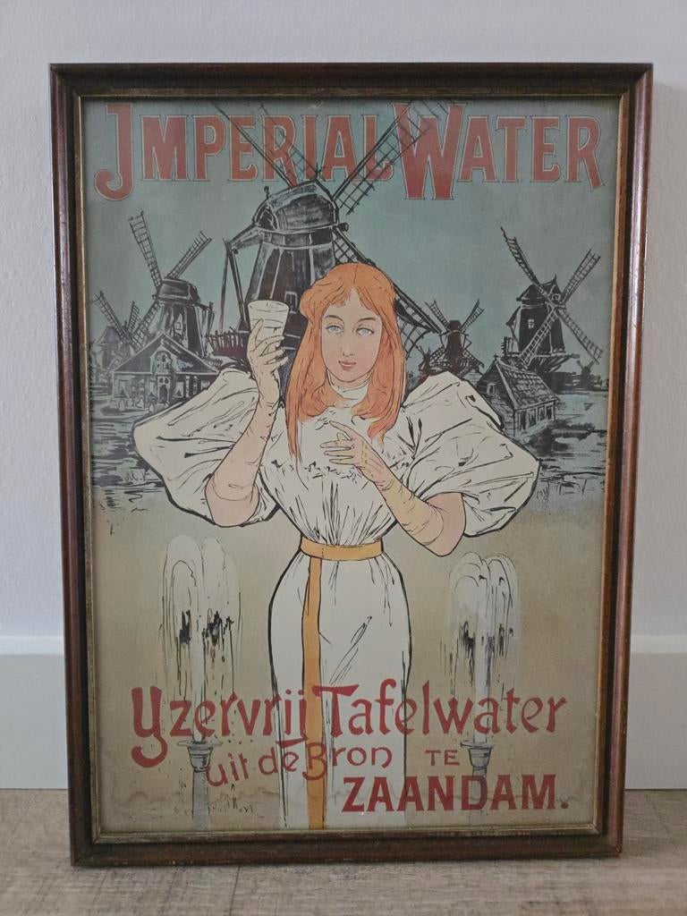 Zeldzame Lithografie reclame Imperial ijzervrij tafelwater, Ophalen of Verzenden
