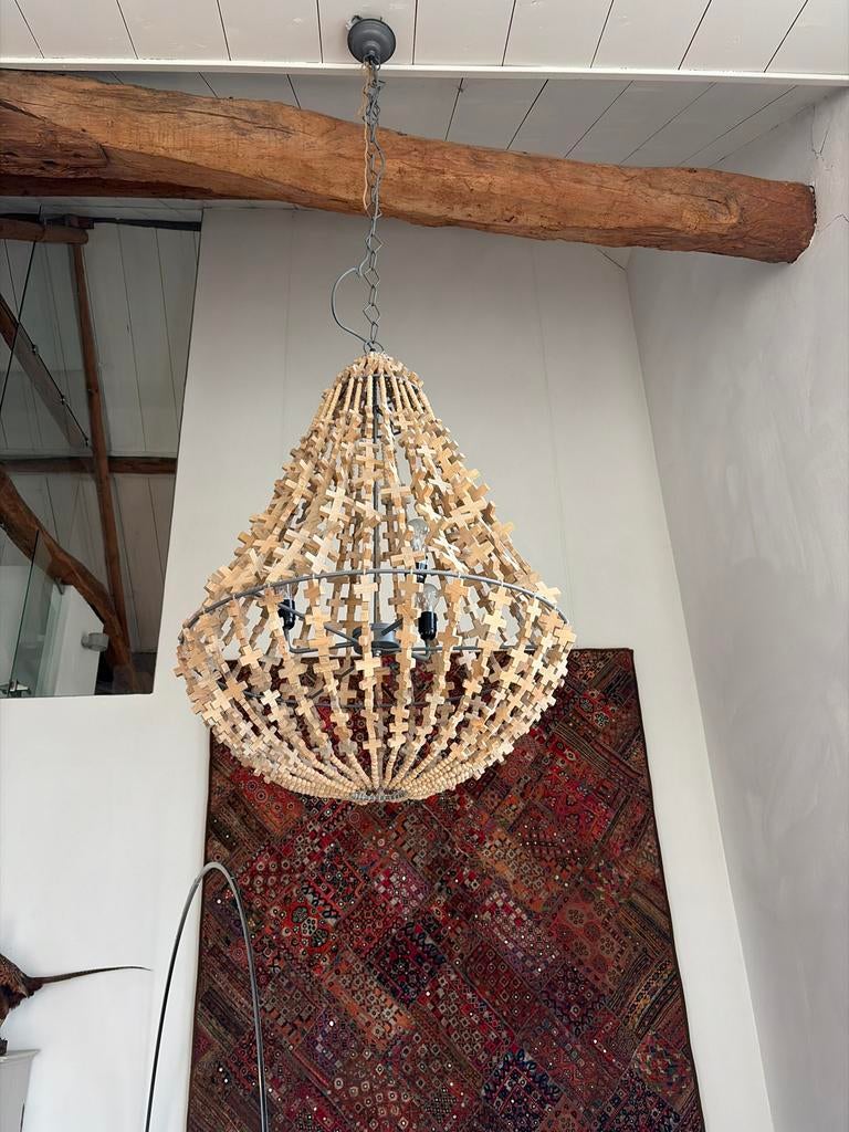 Stapelgoed Cross Hanglamp - Uniek Houten Design, Ophalen of Verzenden, Zo goed als nieuw, Hout, 75 cm of meer