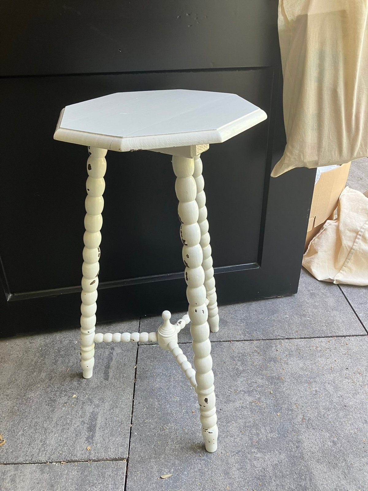 Bijzettafel tafel tafeltje kruk krukje vintage wit, Huis en Inrichting, Ophalen of Verzenden, Zo goed als nieuw