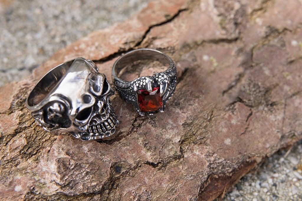 div. rvs biker skull ring en armbanden en hangers heren, IJzer of Staal, 19 tot 20, Nieuw, Ophalen of Verzenden