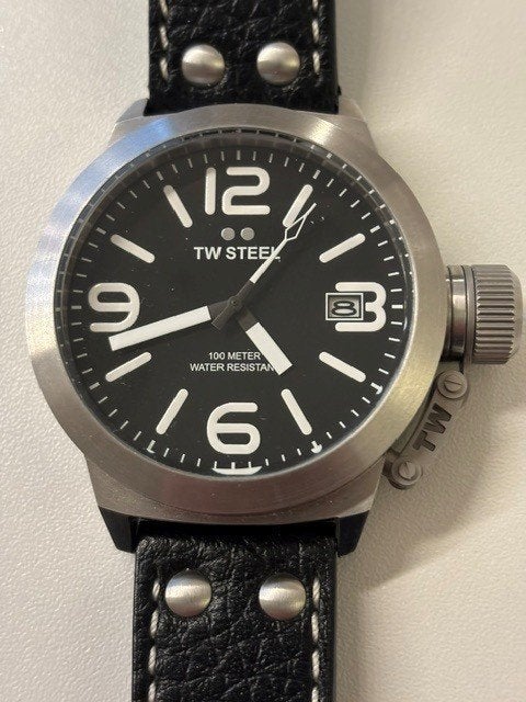 TW Steel Zwart niet gedragen met kistje en Diesel horloge, Sieraden, Tassen en Uiterlijk, Overige merken, Leer, Staal, Polshorloge