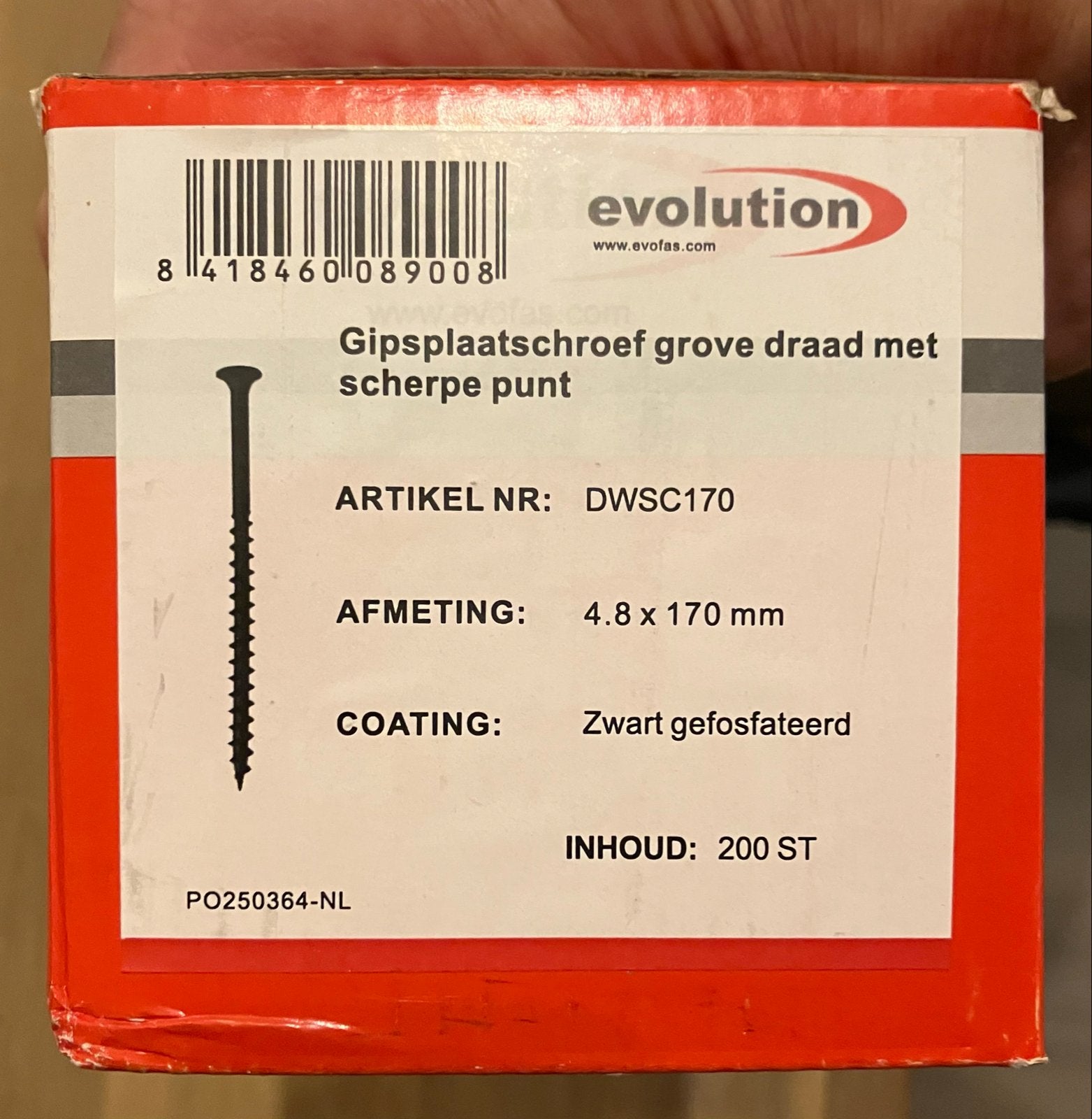 Gipsplaatschroeven grof draad 4.8x170mm zwart gefosfateerd, Ophalen of Verzenden, Nieuw, 100 tot 250 mm, Schroeven