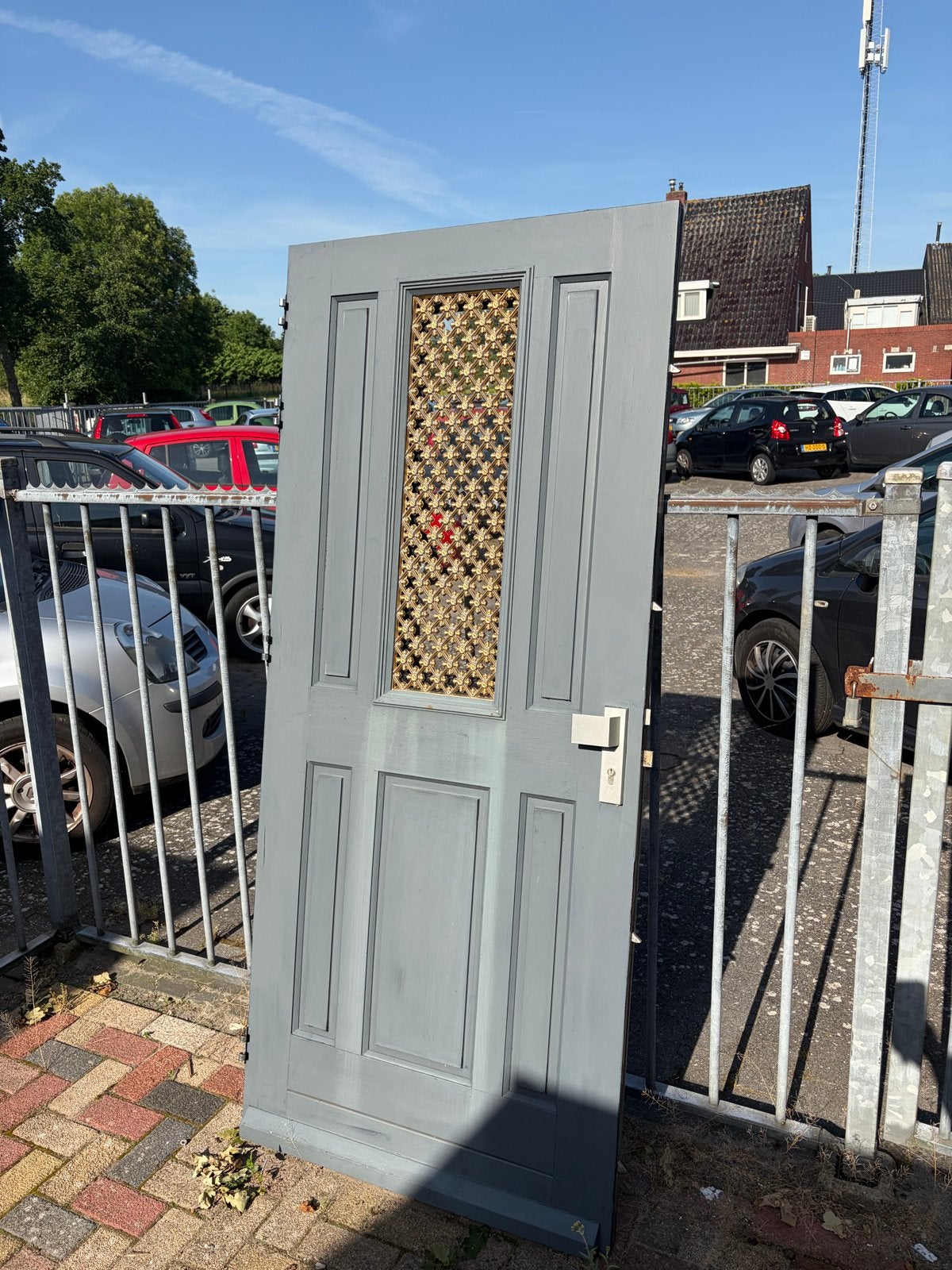 Mooie gebruikte deur met glas in lood, Ophalen, Gebruikt, 80 tot 100 cm, Binnendeur