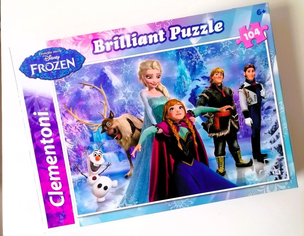 Frozen puzzel Clementoni Briljant, 104 stukjes, Ophalen of Verzenden, Meer dan 50 stukjes, Zo goed als nieuw, 6 jaar of ouder