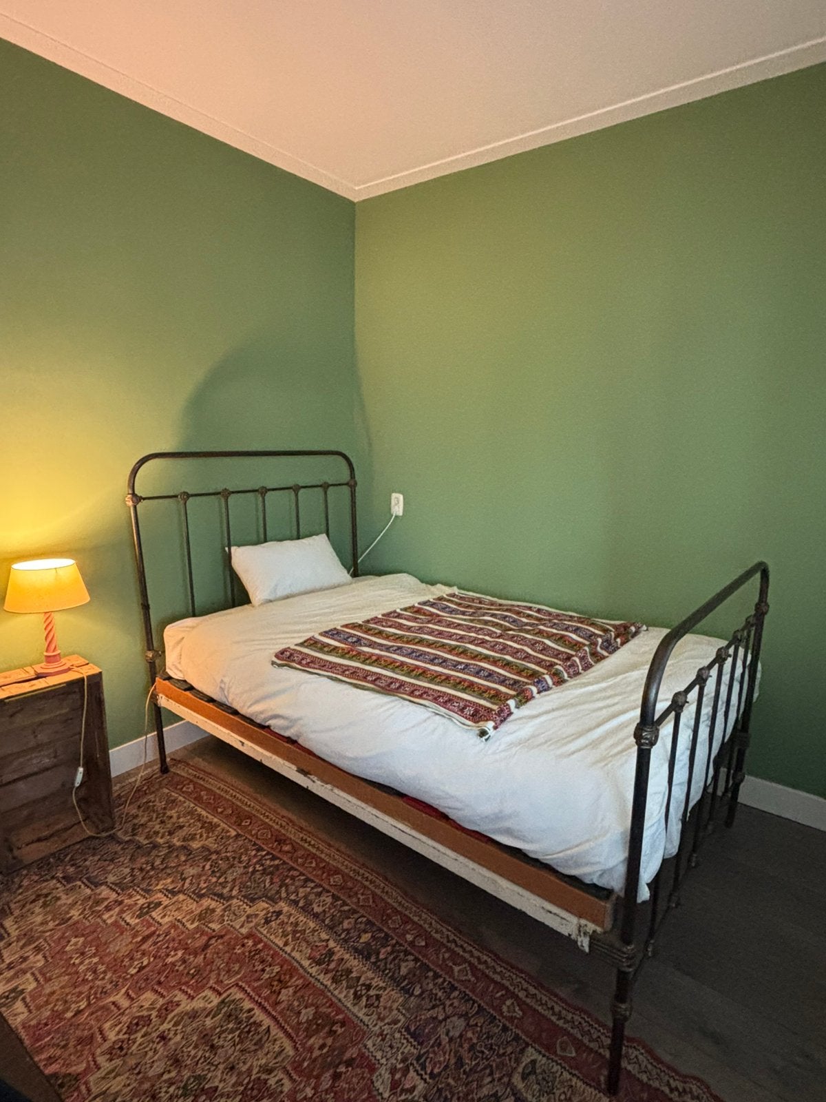 Bed twijfelaar vintage spijlen, Ophalen, Gebruikt, Zwart, 190 cm of minder