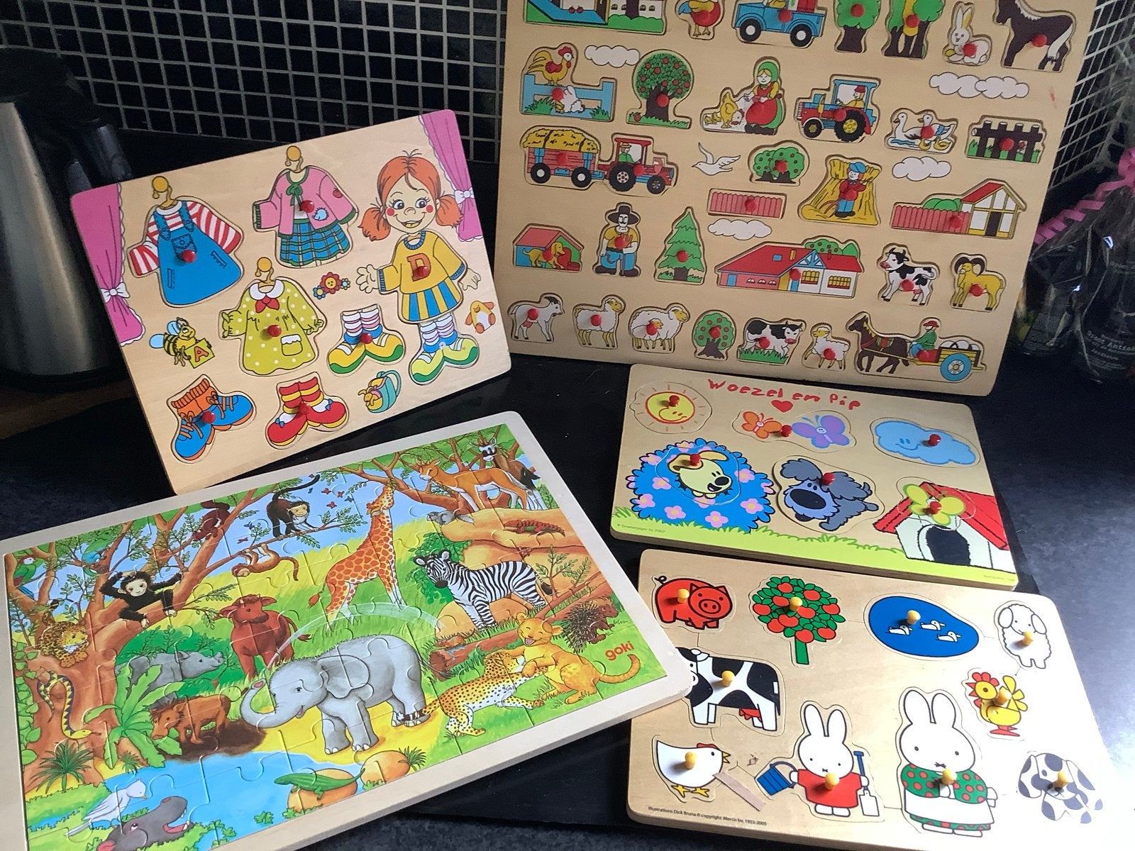 Houten Puzzels voor Kinderen - Diverse Thema's, 2 tot 4 jaar, Gebruikt, 10 tot 50 stukjes, Ophalen of Verzenden