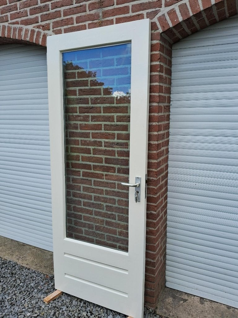 achterdeur, schuurdeur, balkondeur, buitendeur hardhout, Ophalen, Gebruikt, 80 tot 100 cm, Buitendeur