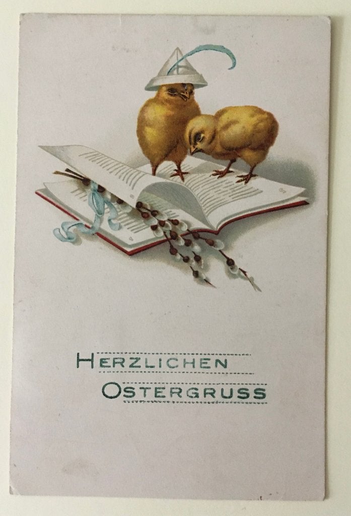 Prentbriefkaart Boeken: Boek met kuikens, Ophalen of Verzenden, 1920 tot 1940, Gelopen, Overige thema's