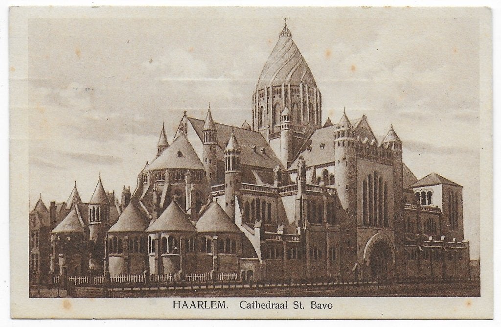 Haarlem Cathedraal St. Bavo oude gelopen ansichtkaart B7339, Ophalen of Verzenden, 1940 tot 1960, Gelopen, Noord-Holland