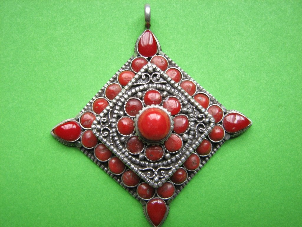 Prachtige Zilveren Hanger met Bloedkoraal - doosje, Verzenden, Zilver, Hanger, Met edelsteen