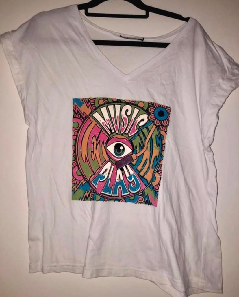 Tshirt wit met opdruk peace maat m/l, Kleding | Dames, Ophalen of Verzenden, Zo goed als nieuw, Wit, Korte mouw