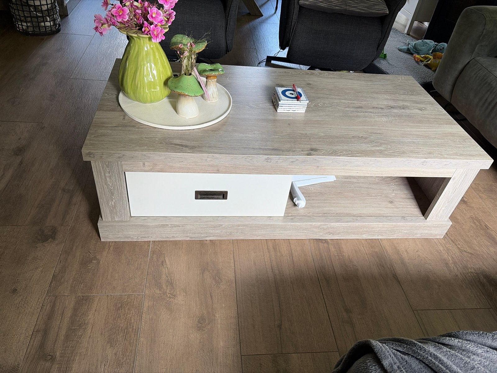 Salontafel met lade en opbergvakken - Zo goed als nieuw, Ophalen, 100 tot 150 cm, 50 tot 100 cm, Zo goed als nieuw