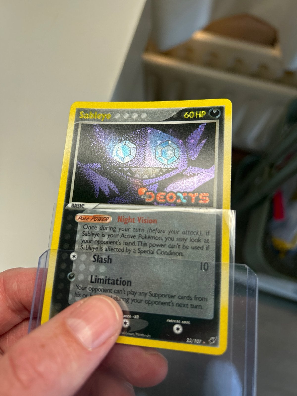 Sableye Pokémon kaart 23/107 EX Deoxys Holo Rare, Ophalen of Verzenden, Zo goed als nieuw, Losse kaart, Foil