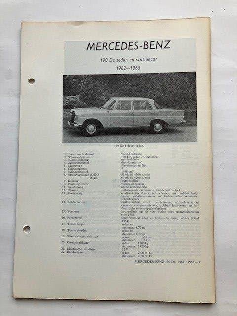 Mercedes-Benz 190 Dc Sedan en Stationcar Brochure 1962-1965, Ophalen of Verzenden