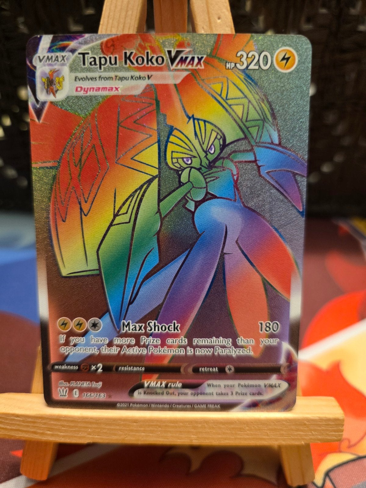 Pokemon Battle Styles Tapu Koko Rainbow 166/163, Ophalen of Verzenden, Zo goed als nieuw, Losse kaart, Foil