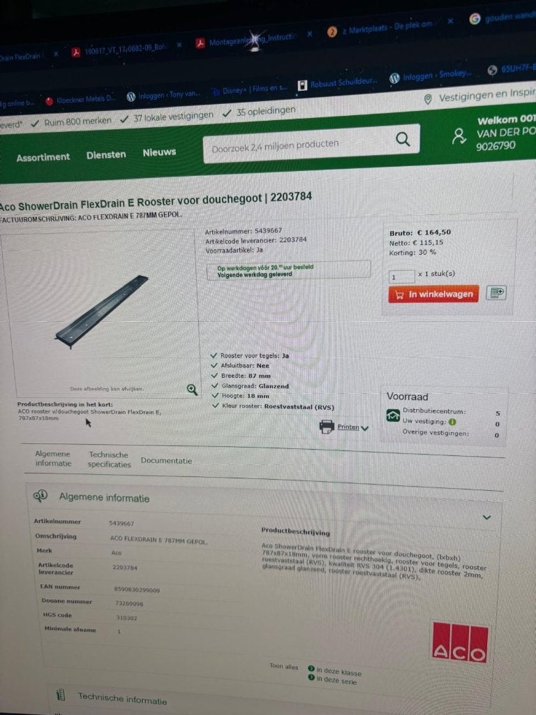 douchedrain, Ophalen, Nieuw, Rvs, Douche