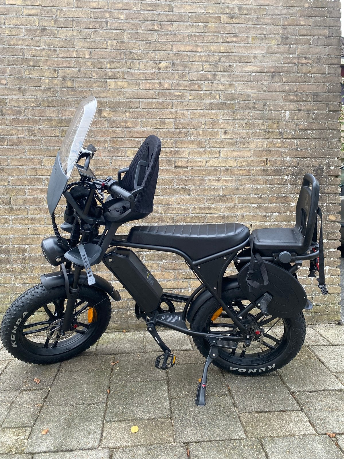 Elektrische fatbike C80 met kinderzitjes en windscherm, Elektrisch, Zo goed als nieuw, 2 kinderen, Schijfrem