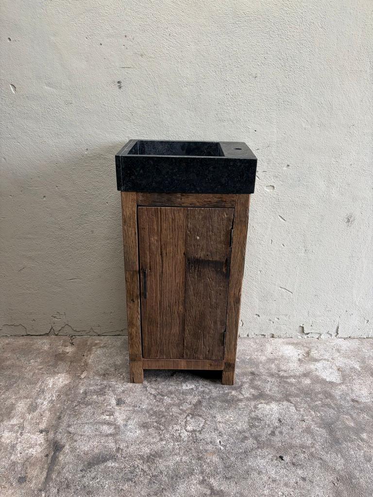 houten toiletmeubel badkamermeubel hardstenen wasbak, Nieuw, Minder dan 100 cm, Wasbak of Wastafel, 25 tot 50 cm
