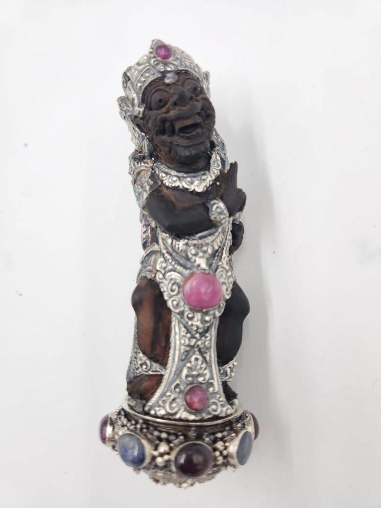 Handle Keris Bali Prabu Raksasa Zilver Areng Ebbenhout HTA60, Antiek en Kunst, Verzenden