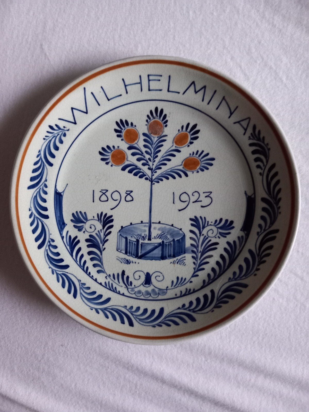 Bord porceleyne fles regeringsjubileum koningin wilhelmina, Antiek en Kunst, Ophalen of Verzenden