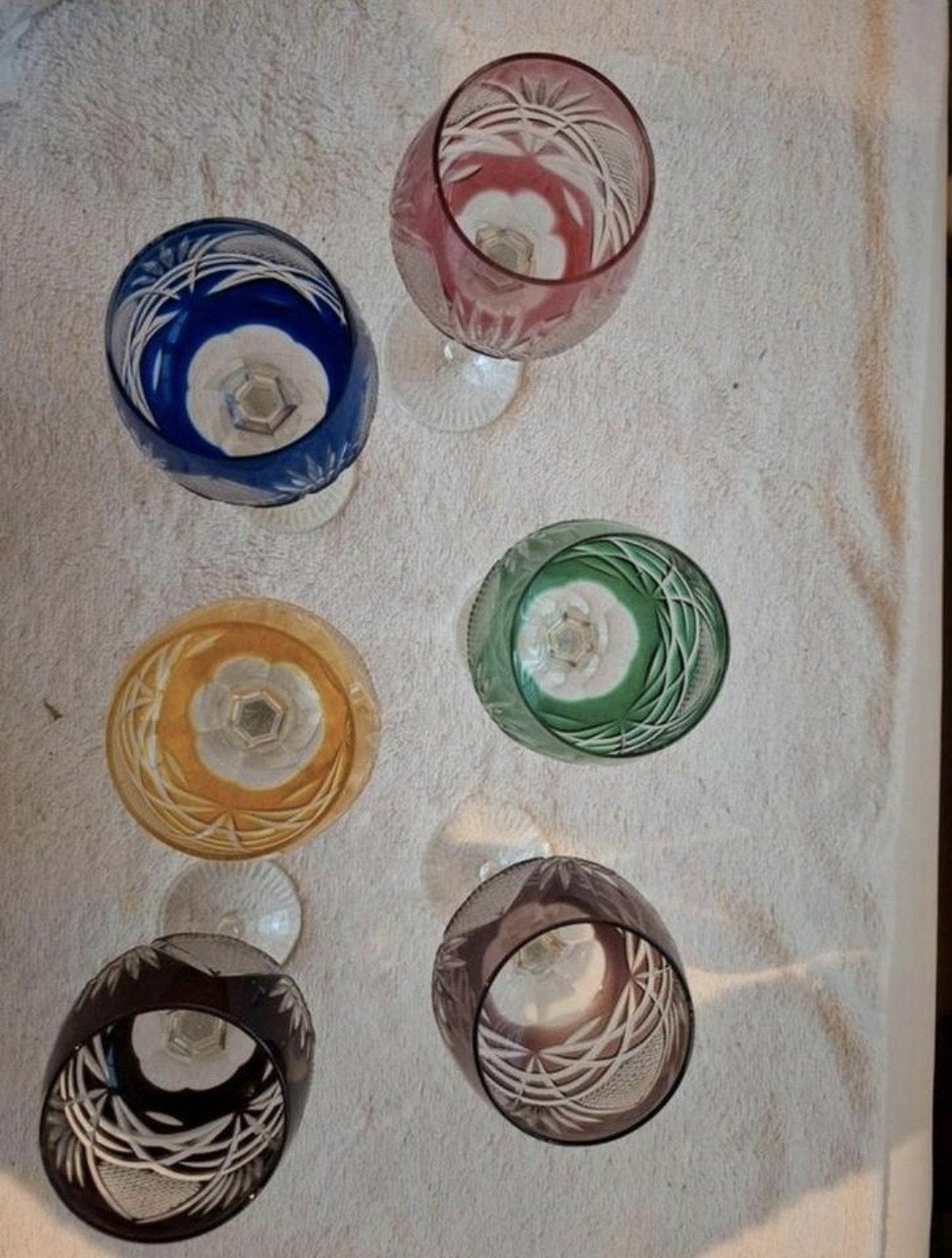Prachtige puntgave boho kristal glazen, Ophalen of Verzenden