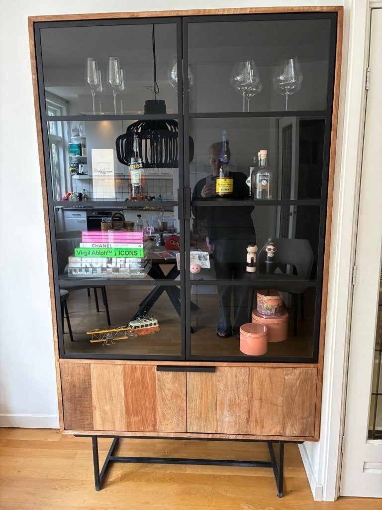Vitrinekast, Huis en Inrichting, Kasten | Vitrinekasten, Ophalen, Met deur(en), 100 tot 150 cm, 200 cm of meer