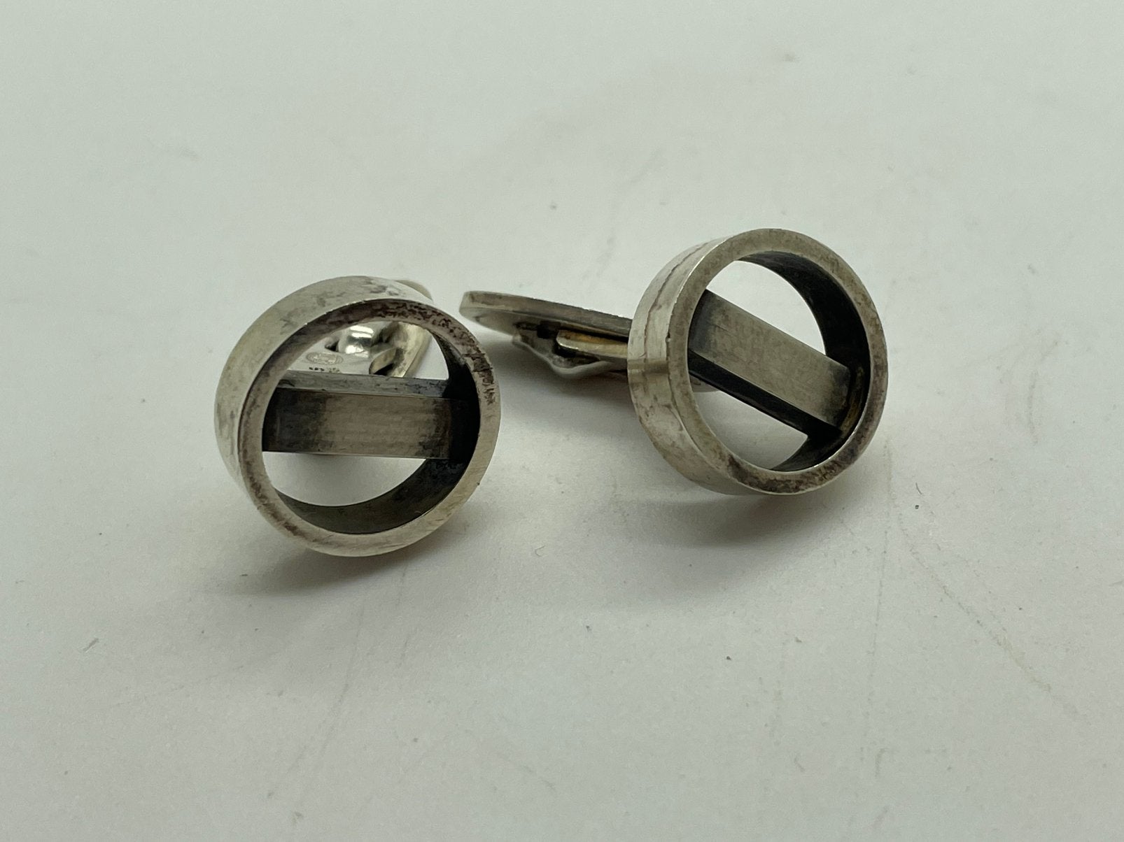 F558 Prachtige zilveren Georg Jensen manchetknopen, Ophalen of Verzenden, Zilver, Manchetknopen