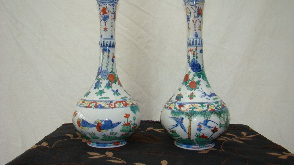 Prachtig paar antieke Chinese vazen, handgeschilderd, Antiek en Kunst, Antiek | Vazen, Ophalen of Verzenden