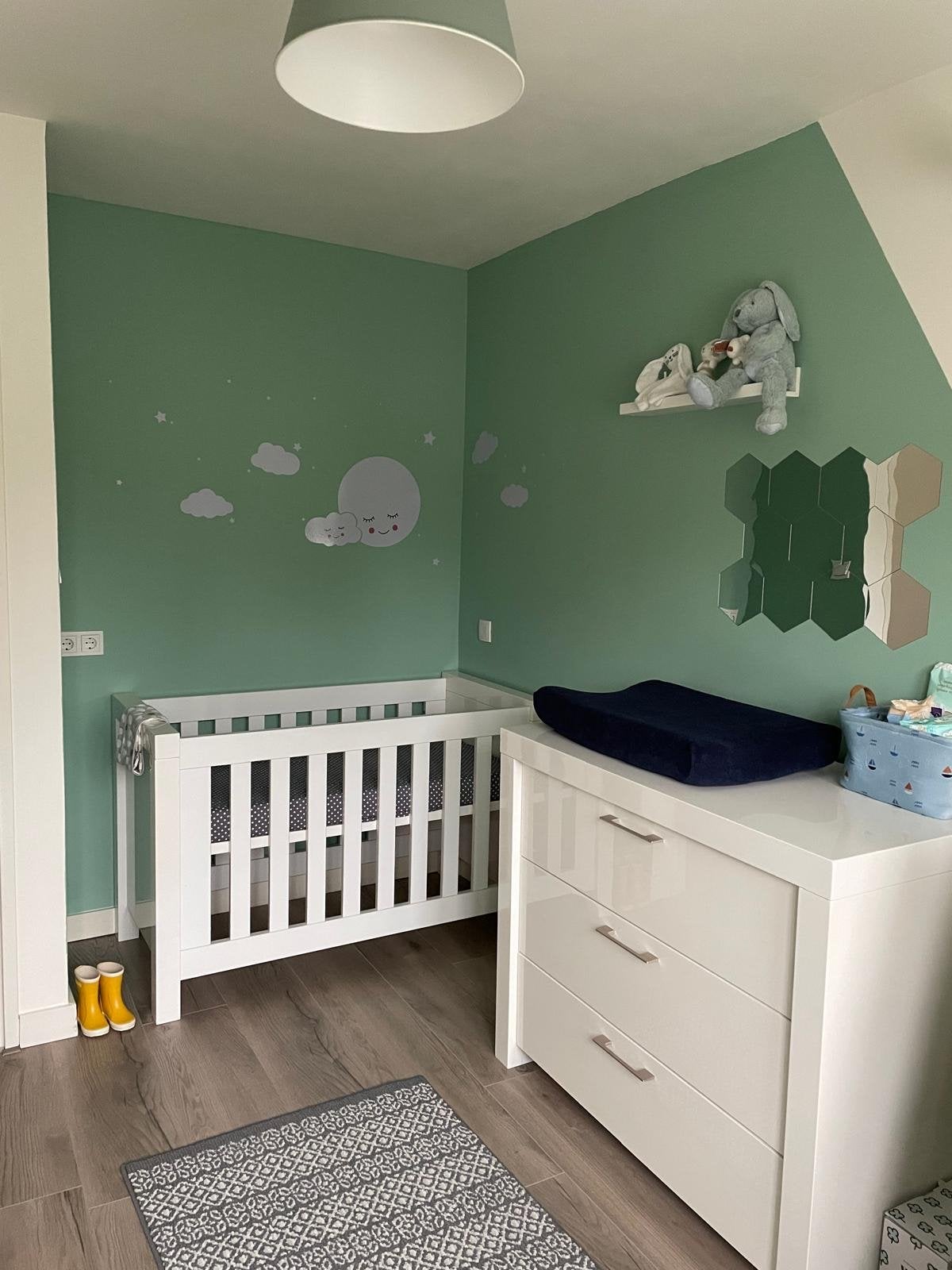 Interbaby 4 delig babykamer - Wit Hoogglans, Ophalen, Gebruikt, 50 tot 70 cm, 75 tot 100 cm