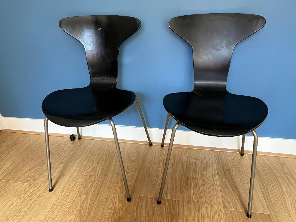 2x Fritz Hansen Mosquito Chairs - Setprijs!, Ophalen, Gebruikt, Twee, Zwart