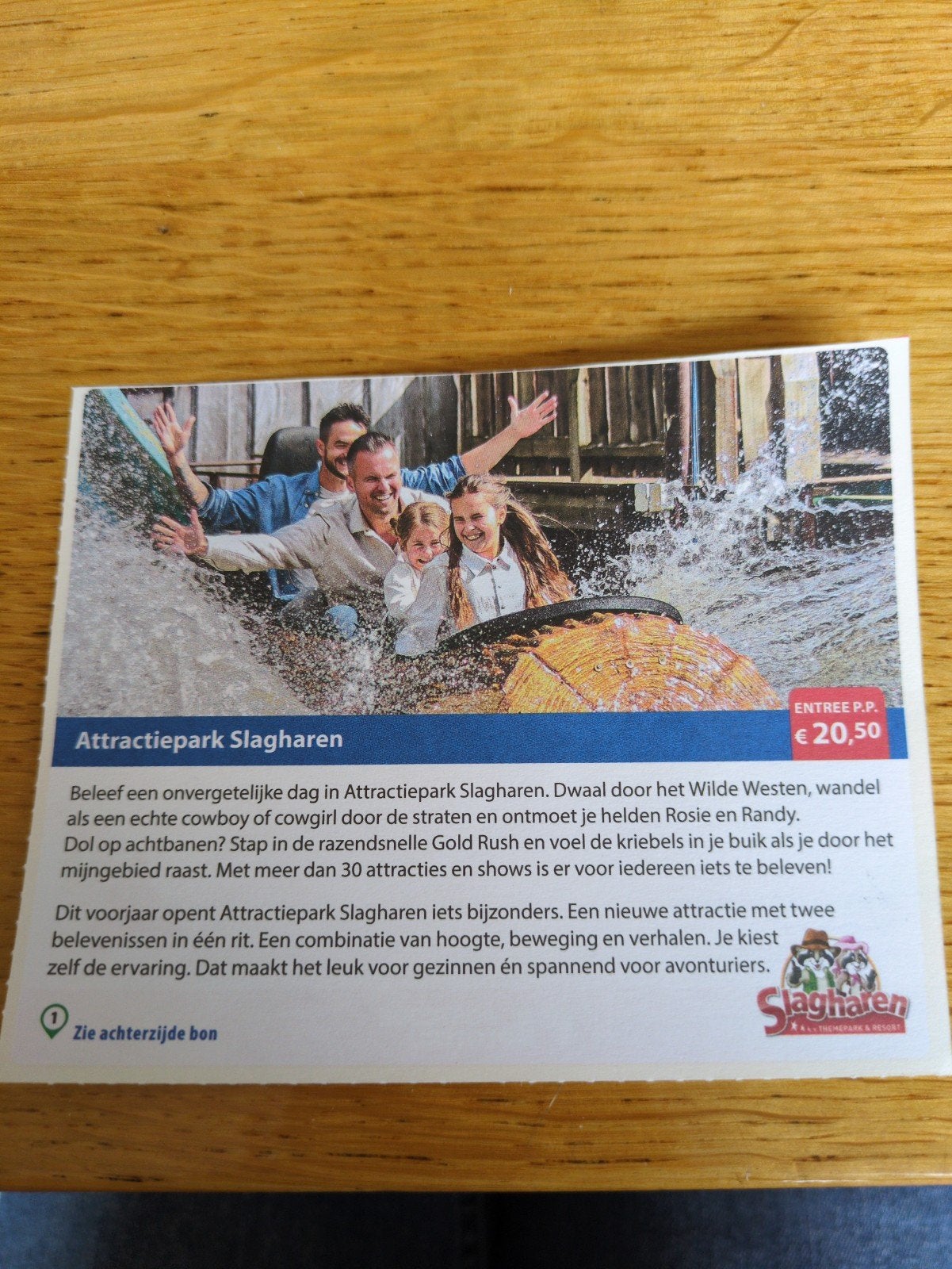 Kortingsbon voor Attractiepark Slagharen, 20,50 p.p., Drie personen of meer, Kortingskaart