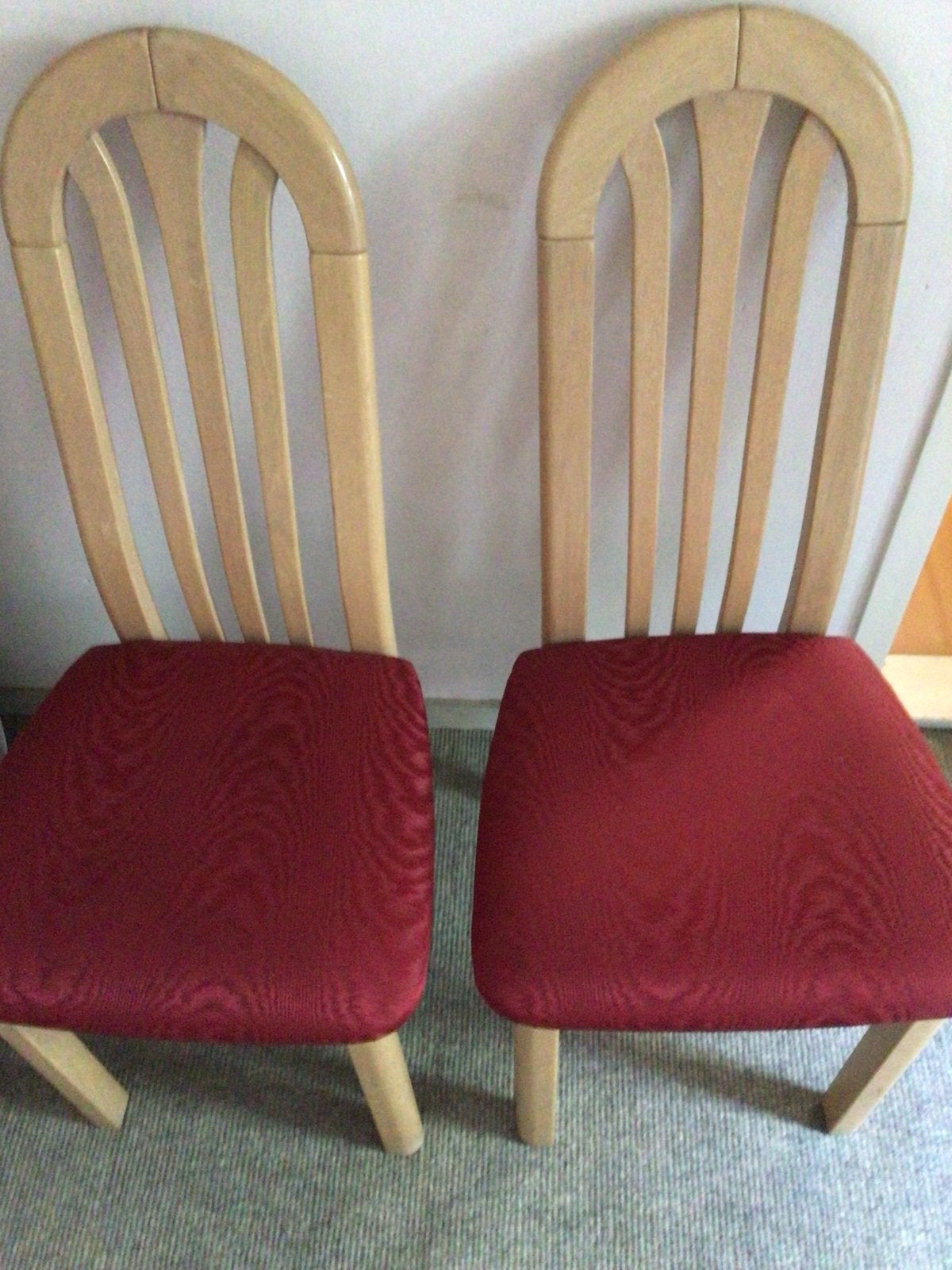 4 zo goed als nieuwe stoelen met rode zitting, Ophalen, Zo goed als nieuw, Vier, Rood