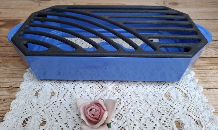Vintage blauwe gietijzeren rechaud STAUB, Minder dan 50 cm, Gebruikt, -, Blauw