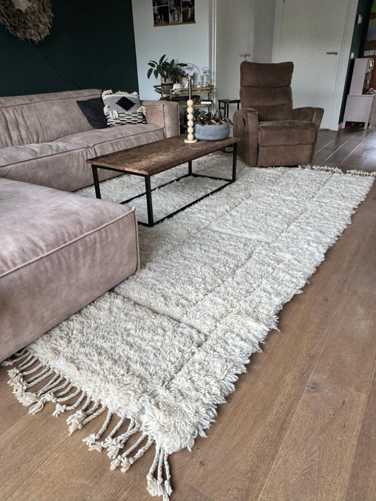 ZGAN Handgemaakt Berber kleed 7x10 feet (213x305)- Crème, Ophalen, Zo goed als nieuw, 200 cm of meer, Crème