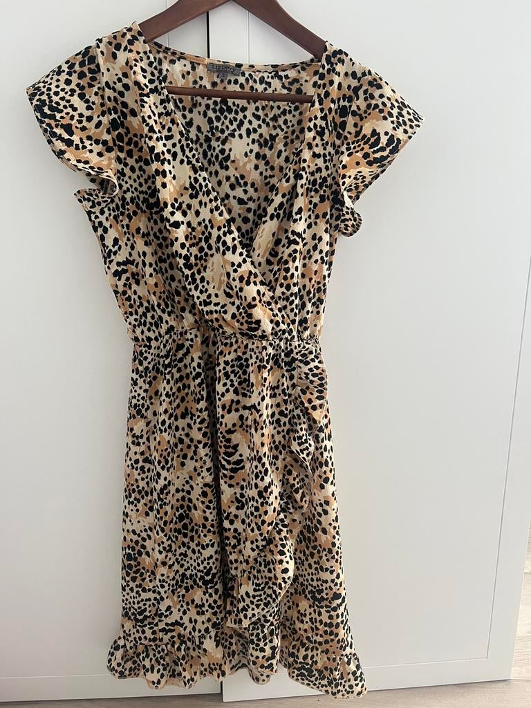 Leuk zomers jurkje Liz Devy (ZGAN, mt S), Kleding | Dames, Beige, Ophalen of Verzenden, Zo goed als nieuw, Maat 36 (S)