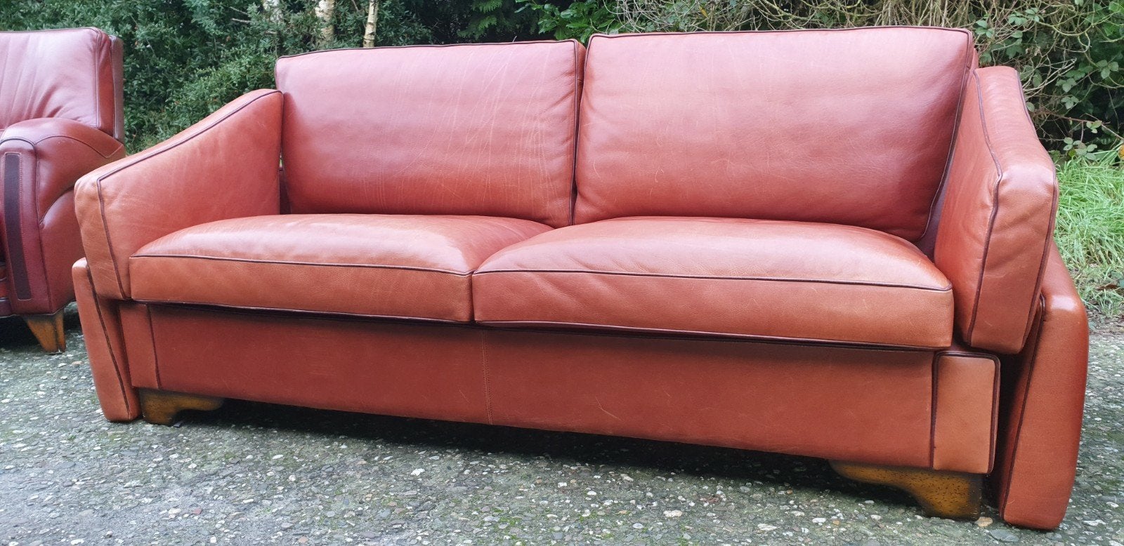 Leren Kasteelbank - 180 cm breed, 80 cm hoog, 100 cm diep, Ophalen, Gebruikt, Klassiek, 150 tot 200 cm