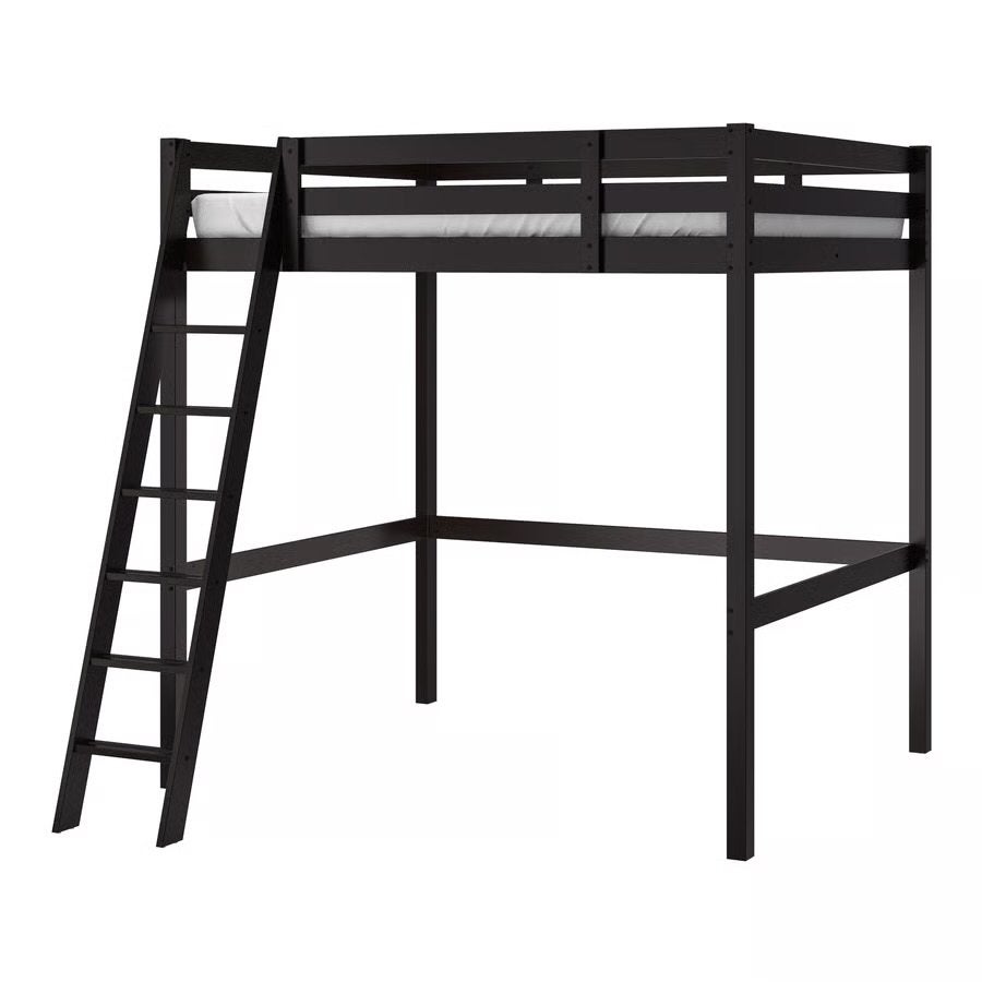 Ikea Storå hoogslaper - Zwart (nauwelijks gebruikt) 140x200, Ophalen, Hoogslaper, Tweepersoons, 140 cm