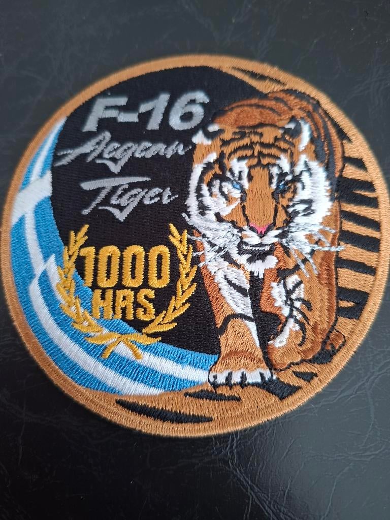 F-16 Aegean Tiger 1000 uur patch, Verzamelen, Ophalen of Verzenden, Patch, Badge of Embleem