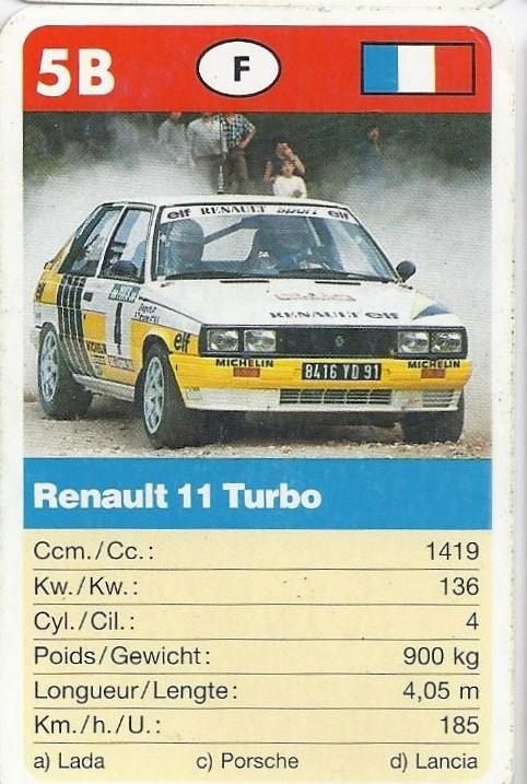 W4705 autokaartje 5b renault 11 turbo, Ophalen of Verzenden, Zo goed als nieuw, Auto's