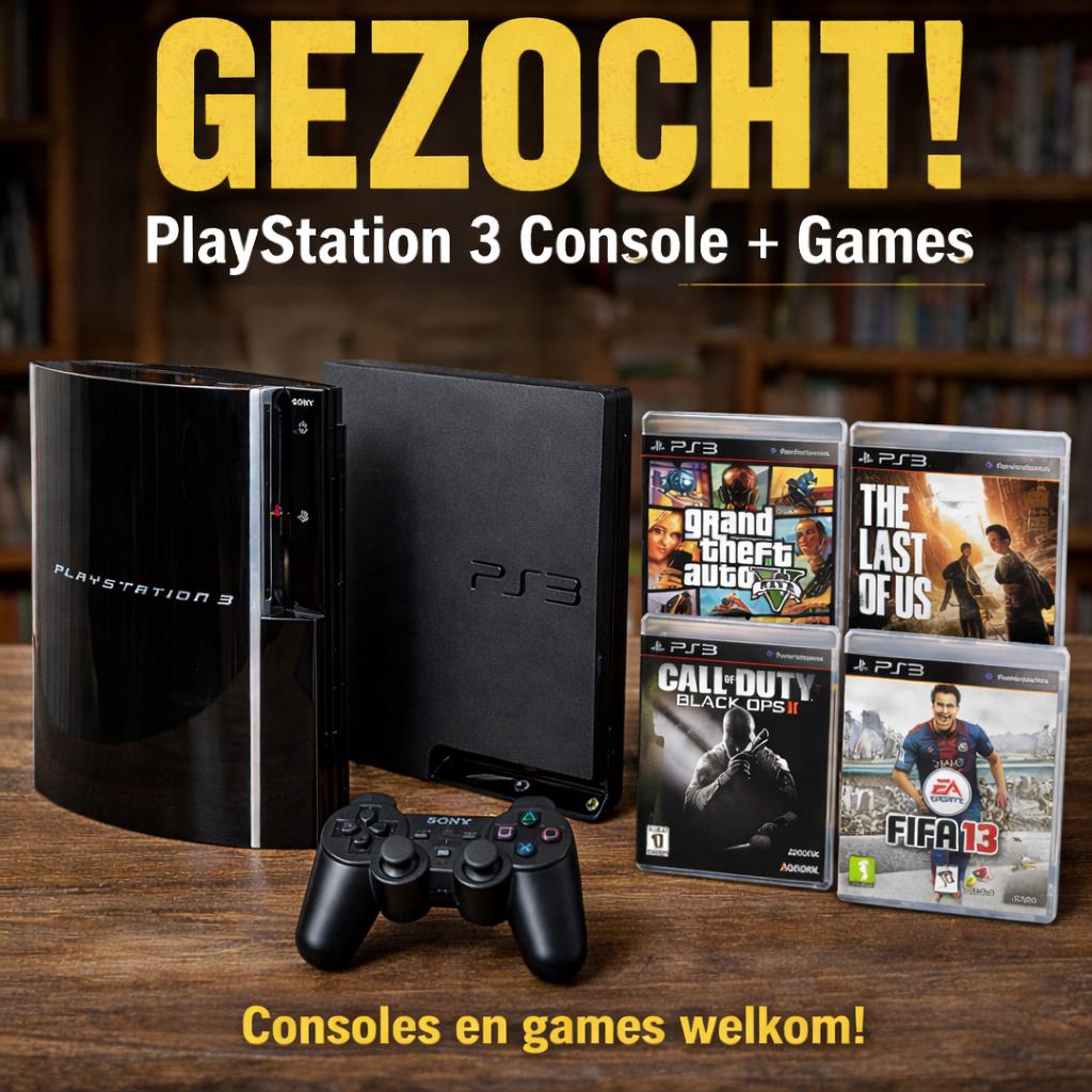 Gezocht PlayStation 3 en games, Spelcomputers en Games, Spelcomputers | Sony PlayStation 3, Ophalen of Verzenden, Zo goed als nieuw