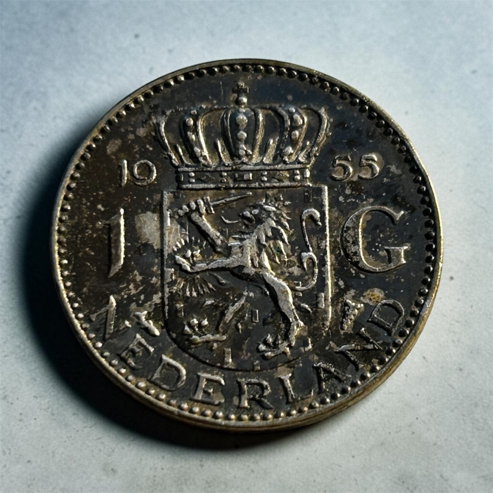 Zilveren gulden 1955 - Koningin Juliana, Postzegels en Munten, 1 gulden, Koningin Juliana, Zilver, Ophalen of Verzenden