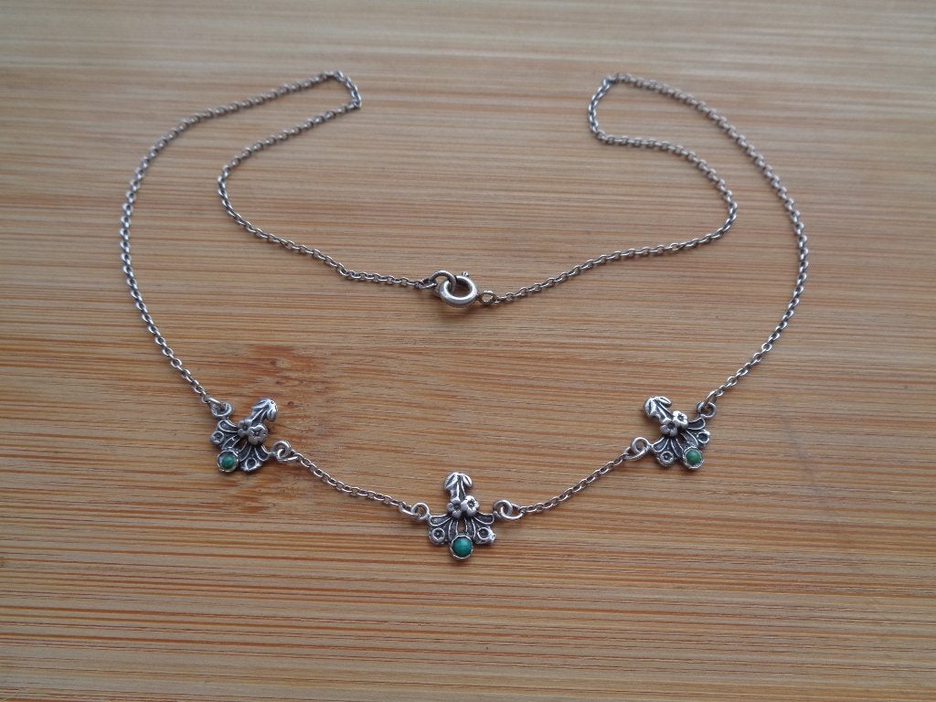 zilveren ketting met kleine bloem hangertjes [740], Met hanger, Verzenden, Zo goed als nieuw, Zilver