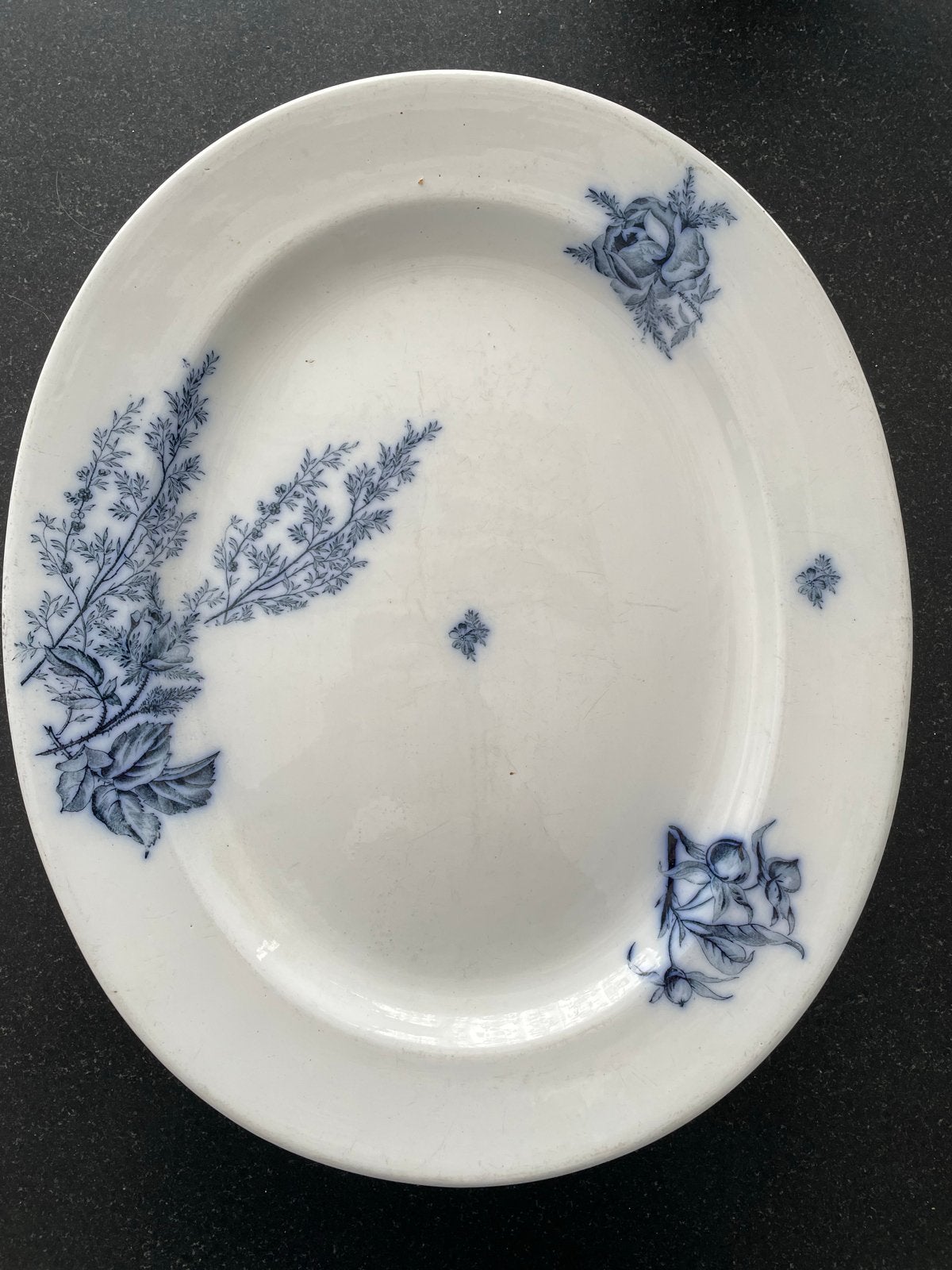 Antieke Cauldron serveerschaal met blauw decor, Antiek en Kunst, Antiek | Porselein, Ophalen