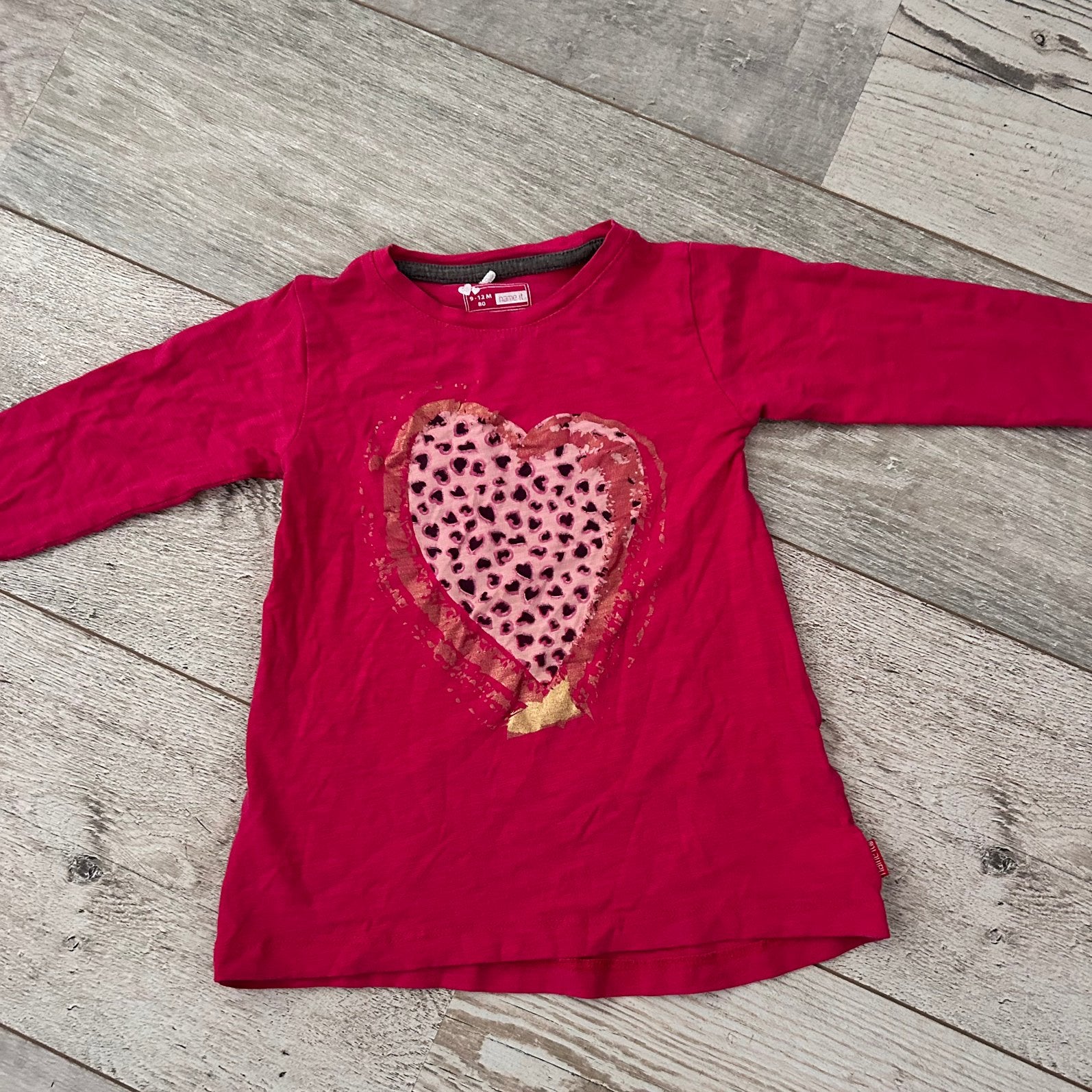 Name It jurkje roze hart panterprint maat 80, Ophalen of Verzenden, Gebruikt, Meisje, Jurkje of Rokje