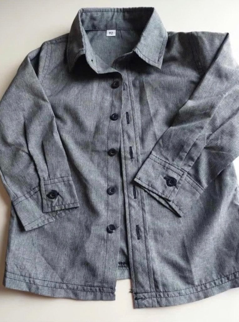 Grijs Zwart Overhemdje Overhemd Bloesje Blouse maat mt 92, Zeeman, Jongen of Meisje, Overhemd of Blouse, Ophalen of Verzenden